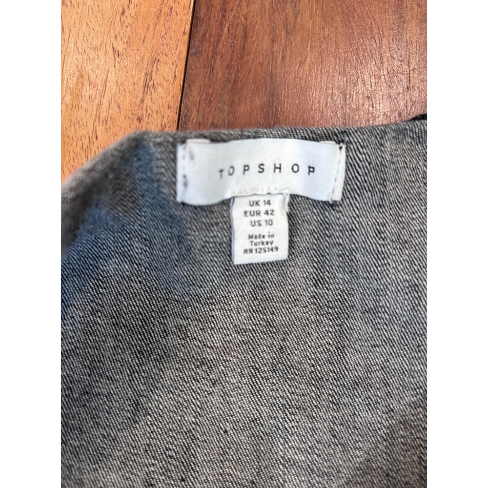 TOPSHOP denim mini dress women size 10 dark wash blue contrast stitch cami - Picture 7 of 9